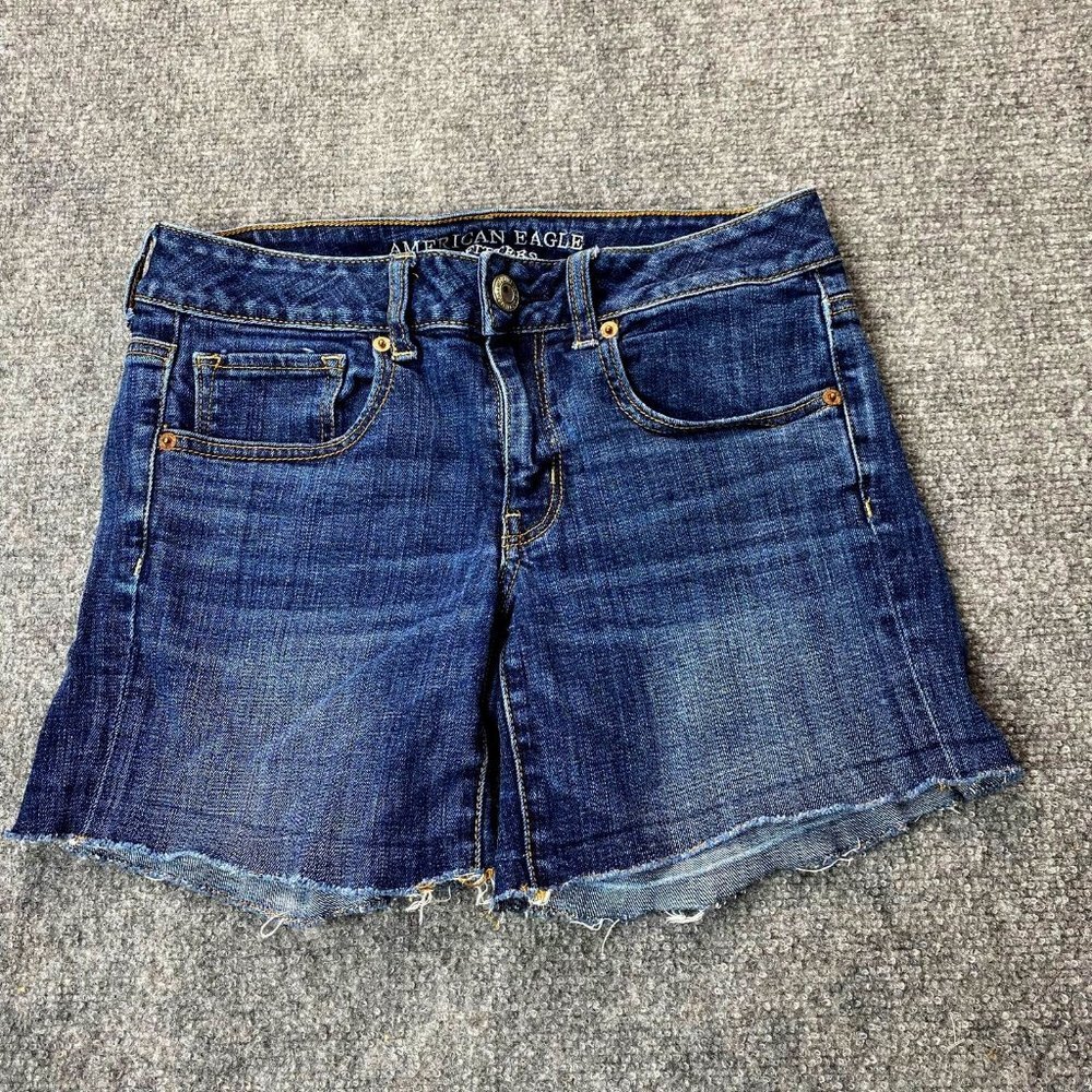 American Eagle Shorts Womens 6 Blue Jean 29x6 Raw Hem Festival Coastal Casual